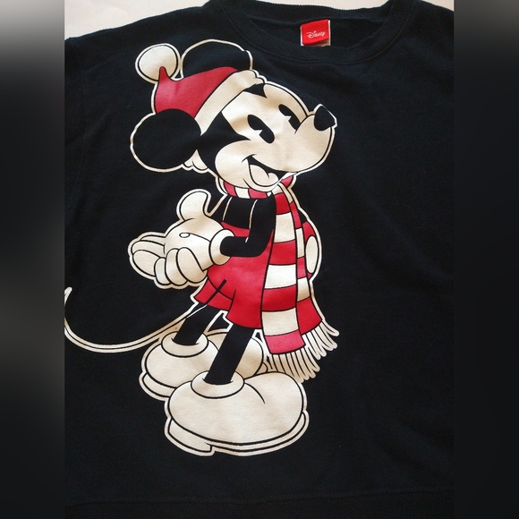 Disney Women's Black Sweatshirt Size S Holiday Mickey Mouse Fleece Pullover - Picture 3 of 10